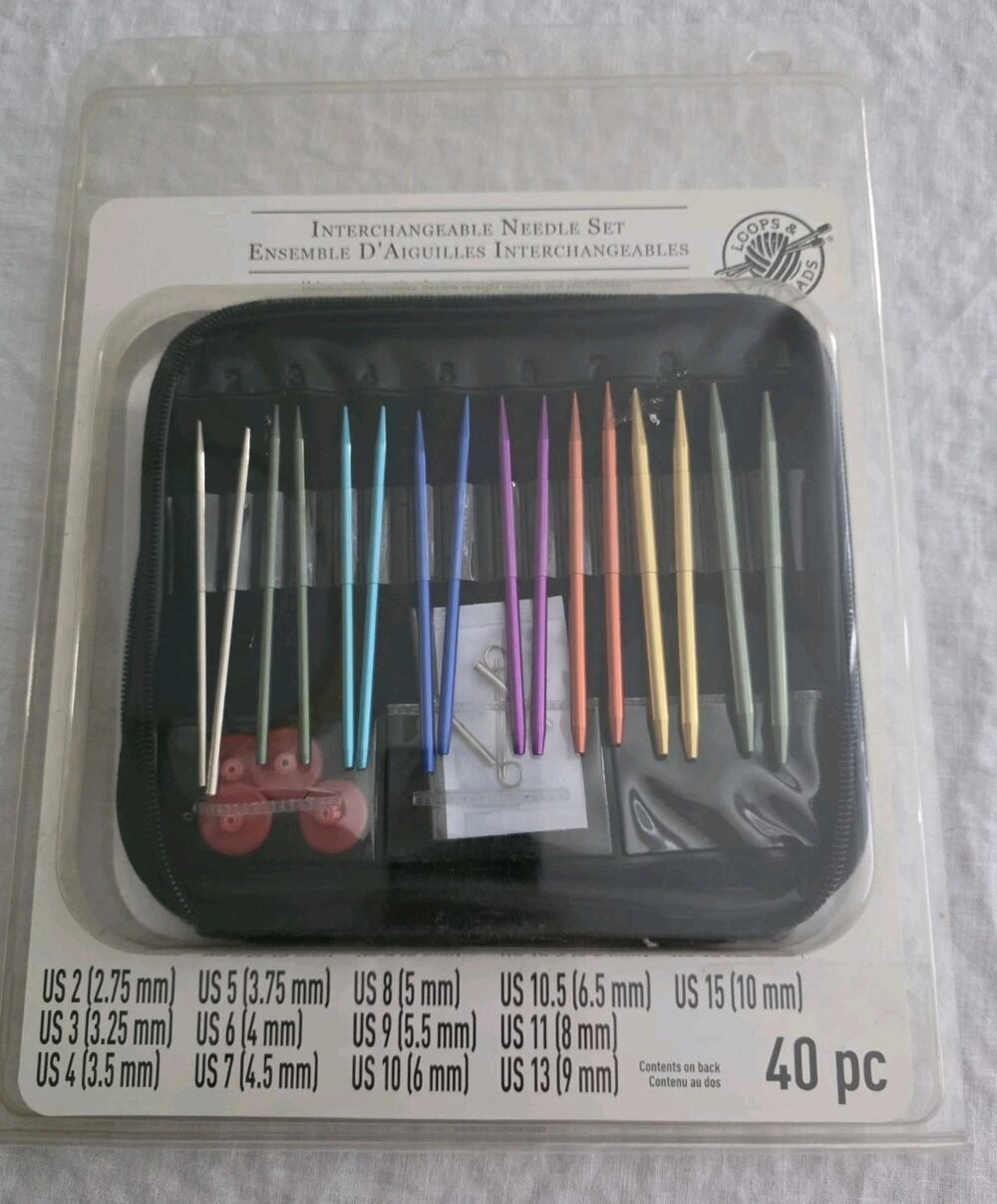 Loops & Threads Interchangeable Knitting Needle 40 pc Set - NEW Rainbow